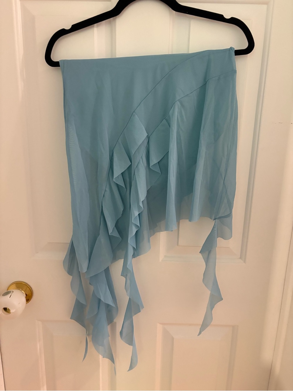 Weissman Light Blue Ruffled Asymmetric Dance Skirt
